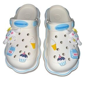 Women’s Cinnamoroll White Clogs Shoes Size 39-40/8.5 Sanrio Kawaii Cute Charms